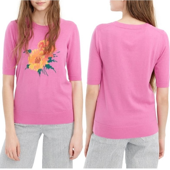 J.‎ Crew Tippi Flowers Short Sleeve Sweater NWT XS - Picture 1 of 8